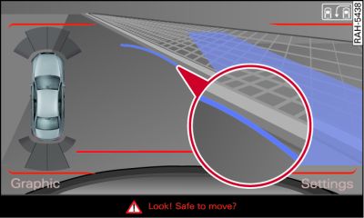 Display: Blue marking touches edge of pavement